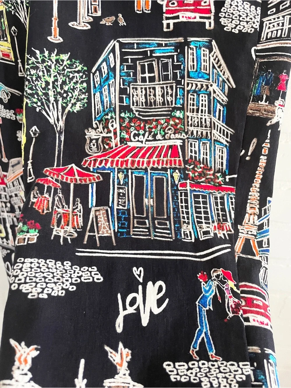 Vintage Paris Novelty Crop Pants Eiffel Tower Moulin Rouge Scene Sz 2 - Picture 14 of 16
